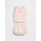 Gap Bebek Pembe Bebek Havlu Terry Çizgili Outfit Set - 0 - 3 Ay