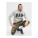 GAP Erkek Açık Gri Logo Kapüşonlu Sweatshirt