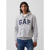 Gap Erkek Açık Gri Vintagesoft Arch Logo Tam Fermuarlı Sweatshirt