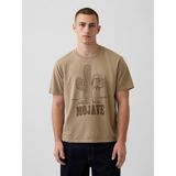 Gap Erkek Açık Kahverengi Snoopy Mojave Relaxed Grafik T-Shirt - XL