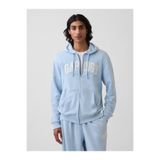 GAP Erkek Açık Mavi Fransız Havlu Kumaş Relaxed 1969 Logo Fermuarlı Sweatshirt