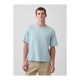 GAP Erkek Açık Mavi Heavyweight Relaxed 1969 Logo Crop T-shirt
