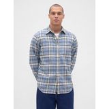 Gap Erkek Açık Mavi Organik Pamuk Relaxed Flannel Gömlek - S