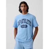 Gap Erkek Açık Mavi Relaxed Fransız Havlu Kumaş Grafik Baskılı T-Shirt