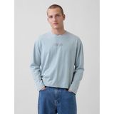 Gap Erkek Açık Mavi Relaxed Gap Logo Crop T-Shirt - 2XL