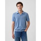 GAP Erkek Açık Mavi Relaxed Johnny Yaka Pointelle Triko Polo T-Shirt
