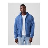 GAP Erkek Açık Mavi Relaxed Logo Sherpa Astarlı Fermuarlı Sweatshirt