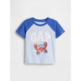 Gap Erkek Bebek Açık Mavi Colorblock Grafik Baskılı T-Shirt - 4 Yaş