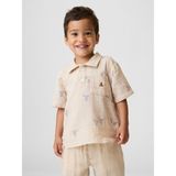 Gap Erkek Bebek Bej Pamuk Gauze Baskılı Polo T-Shirt - 4 Yaş
