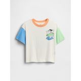Gap Erkek Bebek Beyaz Oversized Grafik Baskılı T-Shirt - 5 Yaş