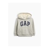 GAP Erkek Bebek Gri Logo Sherpa Fermuarlı Sweatshirt