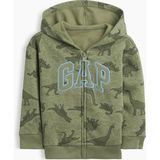 Gap Erkek Bebek Haki Relaxed Baskılı Logo Fermuarlı Sweatshirt - Yeşil - 3 Yaş