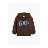 GAP Erkek Bebek Kahverengi Sherpa Astarlı Logo Fermuarlı Sweatshirt