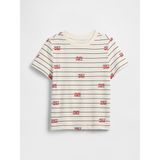 Gap Erkek Bebek Kırık Beyaz Baskılı Bisiklet Yaka T-Shirt - 18 - 24 Ay