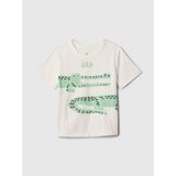 Gap Erkek Bebek Kırık Beyaz Grafik Baskılı T-Shirt Kısa Kol Pamuklu Rahat Tasarım - 4 Yaş