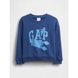 Gap Erkek Bebek Koyu Mavi Relaxed Fransız Havlu Kumaş Grafik Baskılı Sweatshirt - 5 Yaş