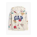 GAP Erkek Bebek Krem Relaxed Baskılı Logo Fermuarlı Sweatshirt