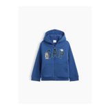 GAP Erkek Bebek Mavi Sherpa Astarlı Logo Fermuarlı Sweatshirt