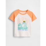 Gap Erkek Bebek Turuncu Colorblock Grafik Baskılı T-Shirt - 2 Yaş