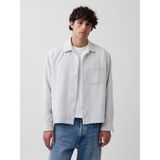 Gap Erkek Beyaz Dobby Çizgili Relaxed Straight-Hem Gömlek