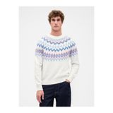 GAP Erkek Beyaz Fuzzy Relaxed Fair Isle Kazak