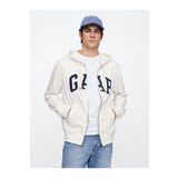 GAP Erkek Beyaz Logo Fermuarlı Fransız Havlu Kumaş Sweatshirt