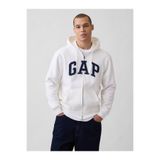 GAP Erkek Beyaz VintageSoft Arch Logo Tam Fermuarlı Sweatshirt
