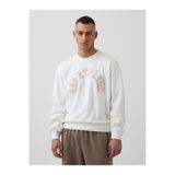 GAP Erkek Beyaz VintageSoft Terry Oversized Athletic Sweatshirt