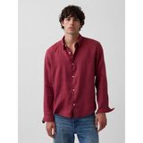 Gap Erkek Bordo %100 Keten Relaxed Gömlek - XS