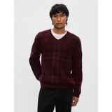 Gap Erkek Bordo Ekose V Yaka Kazak - XL