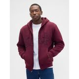 Gap Erkek Bordo Relaxed Gap Logo Sherpa Astarlı Fermuarlı Sweatshirt - 2XL
