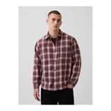 GAP Erkek Bordo Twill Relaxed Kareli Gömlek