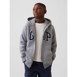 Gap Erkek Çocuk Açık Gri Sherpa Astarlı Logo Fermuarlı Sweatshirt - XS