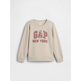 Gap Erkek Çocuk Bej Relaxed Gap Logo Sweatshirt - XS