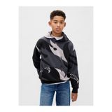 GAP Erkek Çocuk Gri Relaxed Logo Kapüşonlu Sweatshirt