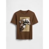 Gap Erkek Çocuk Kahverengi Grafik Baskılı T-Shirt - 2XL