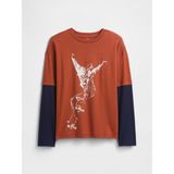 GAP Erkek Çocuk Kırmızı Relaxed Grafik Baskılı T-Shirt