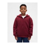 GAP Erkek Çocuk Kırmızı Relaxed Sherpa-Astarlı Fermuarlı Logo Sweatshirt