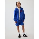 Gap Erkek Çocuk Kobalt Mavisi Relaxed Gap Grafik Fransız Havlu Kumaş Pull-On Şort - 6 - 7 Yaş