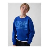 GAP Erkek Çocuk Kobalt Mavisi Relaxed Grafik Baskılı Sweatshirt