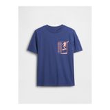 GAP Erkek Çocuk Koyu Mavi Grafik Baskılı T-Shirt