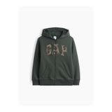 GAP Erkek Çocuk Koyu Yeşil Sherpa Astarlı Logo Fermuarlı Sweatshirt