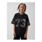 GAP Erkek Çocuk Siyah Mesh Oversized Grafik Jersey T-Shirt