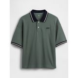 Gap Erkek Çocuk Yeşil Oversized Gap Logo Pique Polo T-Shirt - 14 - 16 Yaş