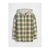 GAP Erkek Çocuk Yeşil Relaxed Kapüşonlu Flannel Gömlek