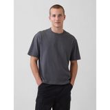 Gap Erkek Gri Heavyweight Relaxed 1969 Logo Crop T-Shirt - XS
