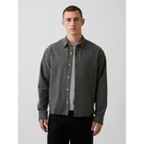 Gap Erkek Gri Relaxed Crop Straight-Hem Oxford Gömlek - XL