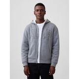 Gap Erkek Gri Relaxed Gap Logo Sherpa Astarlı Fermuarlı Sweatshirt - XS