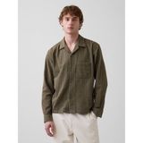 Gap Erkek Haki Dobby Çizgili Relaxed Straight-Hem Gömlek - Yeşil - 2XL