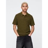 Gap Erkek Haki Örgü Polo T-Shirt - Yeşil - M